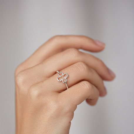 Ring with black diamonds Shiny Petals