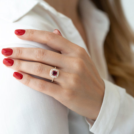 Diamond ring with Rhodolite Elegant Passion