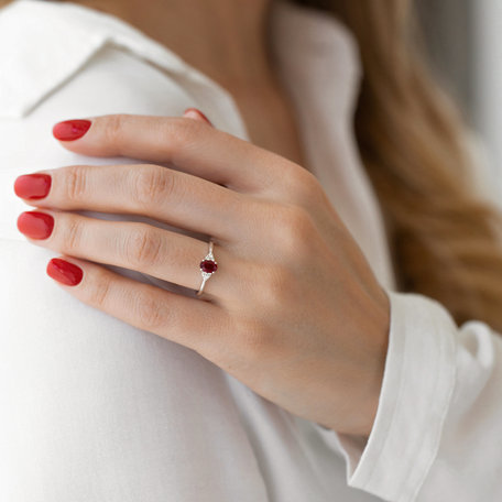 Diamond ring with Ruby Seduction Gem