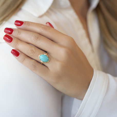 Diamond ring with Turquoise Gem Highness