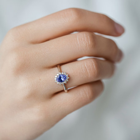 Diamond ring with Tanzanite Princess Sparkle