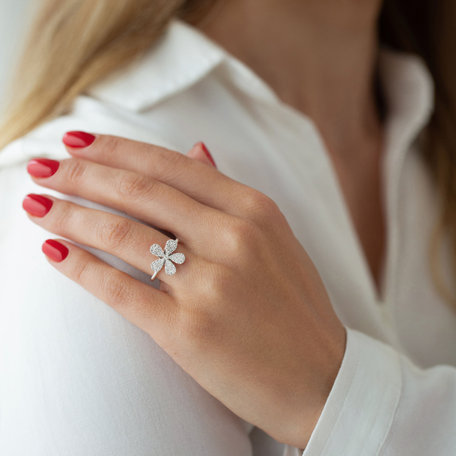 Ring with black diamonds Flower Caress