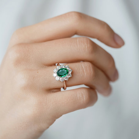 Diamond ring with Emerald Princess Joy