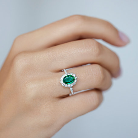 Diamond ring with Emerald Princess