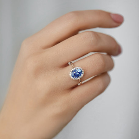 Diamond ring with Sapphire Princess Wish