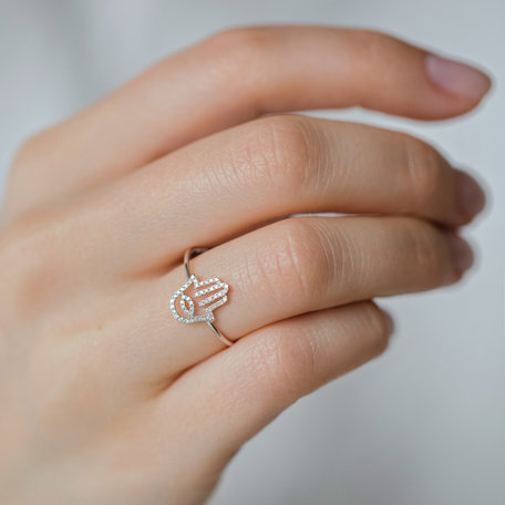 Diamond ring Hamsa