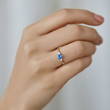 Diamond ring with Topaz Sky Midnight Serenity