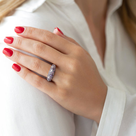 Diamond ring with Sapphire and Spinel Adeline