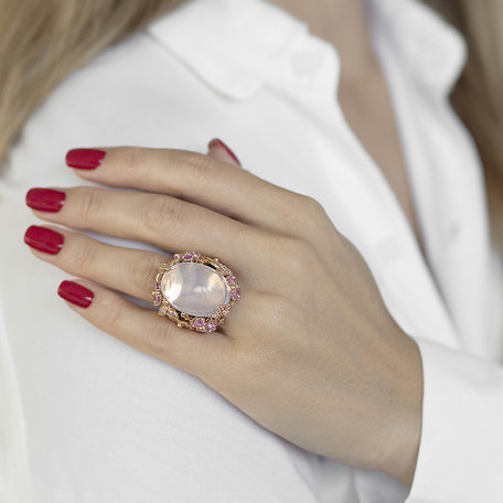 Diamond ring with Sapphire, Amethyst and Morganite Golden Romance