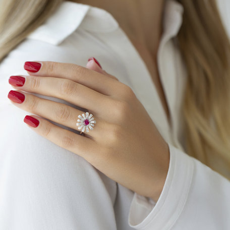 Diamond ring with Ruby Anya