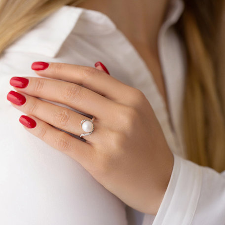 Diamond ring with Pearl Senses of Ocean