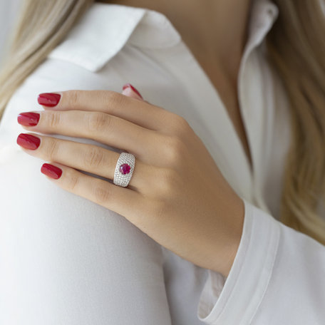 Diamond ring with Ruby Red Sky