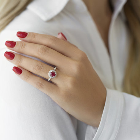 Diamond ring with Ruby Red Planet