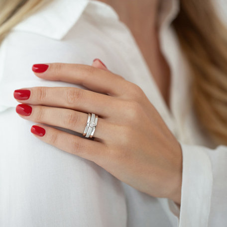 Ring with black and white diamonds Mélanie