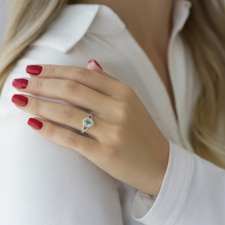 Diamond ring with Emerald Space Princess