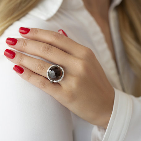 Diamond ring with Quartz Sleepy Snake