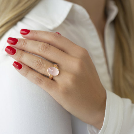 Diamond ring with Rose Quartz Princess Mirror