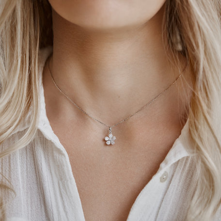 Pendant with brown and white diamonds Flower Message