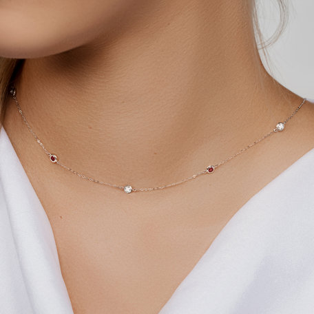 Diamond necklace with Ruby Dots