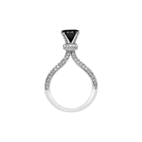 Ring with black and white diamonds Leandra