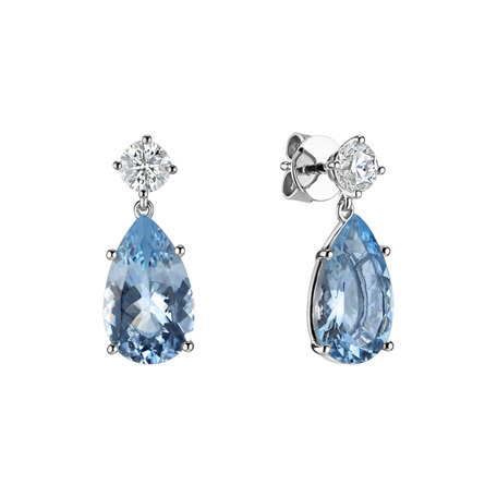 Diamond earrings with Aquamarine Royal Tears