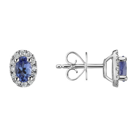 Diamond earrings with Tanzanite Princess