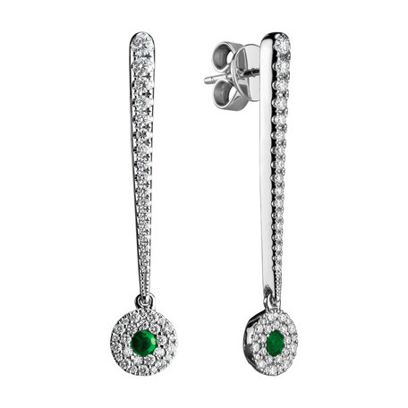 Diamond earrings with Emerald Sparkling Exclamation