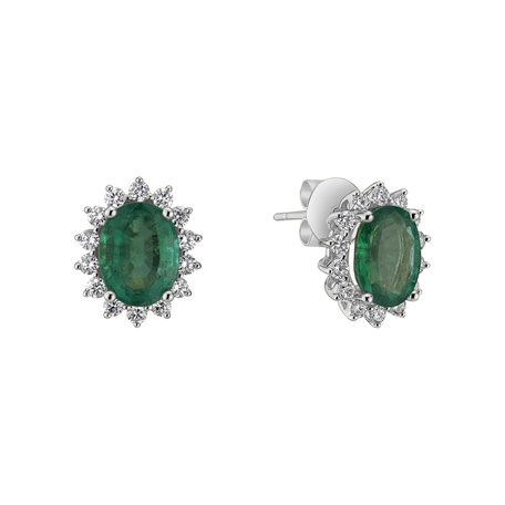 Diamond earrings with Emerald Princess Sparkle