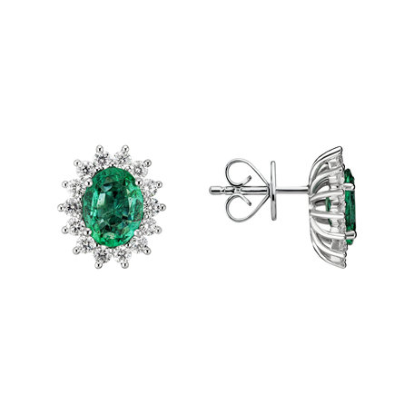 Diamond earrings with Emerald Princess Sparkle