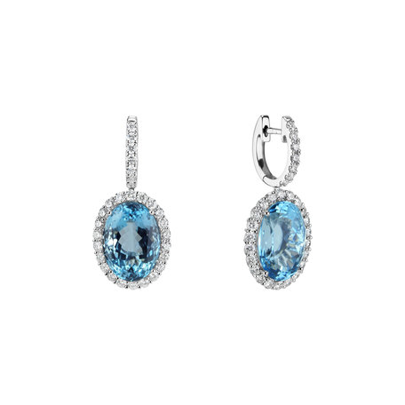 Diamond earrings with Aquamarine Royal Hope