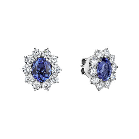 Diamond earrings with Tanzanite Princess