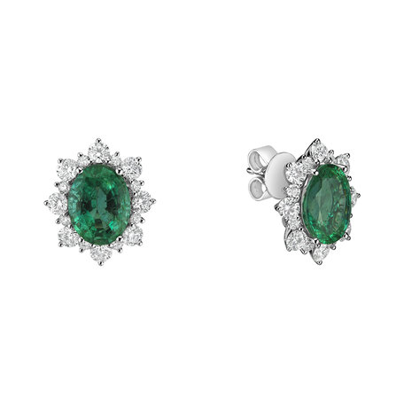 Diamond earrings with Emerald Mary Magdalene