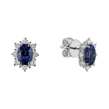 Diamond earrings with Tanzanite Princess