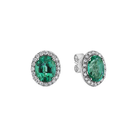 Diamond earrings with Emerald Imperial Allegory