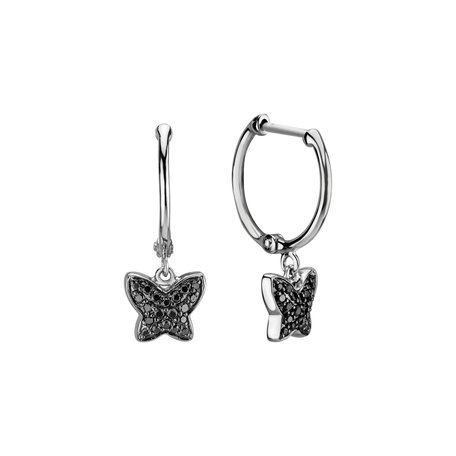 Earrings with black diamonds Amazing Butterfly