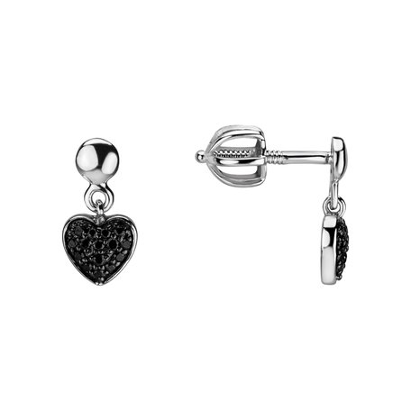 Earrings with black diamonds Amazing Heart