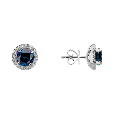 Earrings with blue diamonds and white diamonds Blue Lagoon