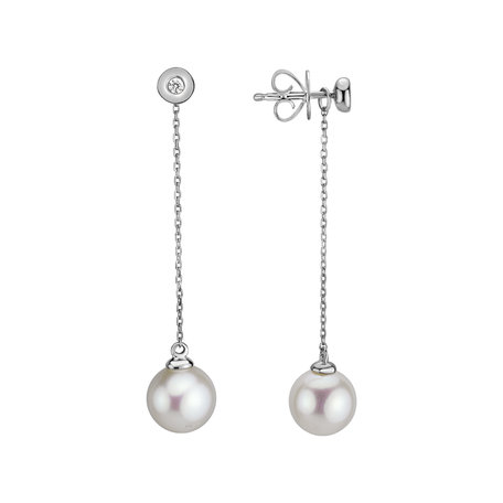 Diamond earrings with Pearl Pearl Fall