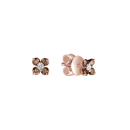 Earrings with brown diamonds Divine Bloom