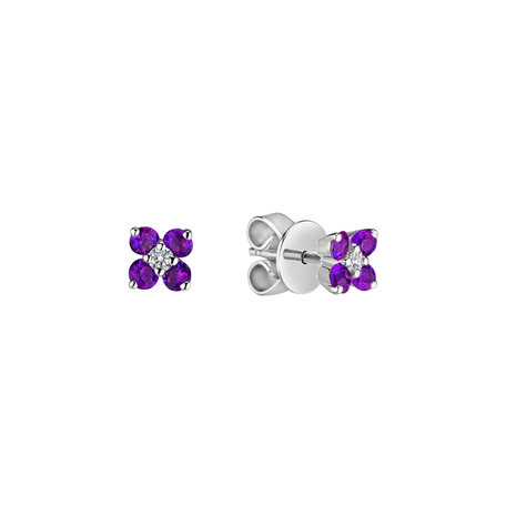 Diamond earrings with Amethyst Brazil Divine Bloom