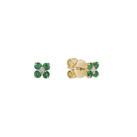 Diamond earrings with Emerald Divine Bloom