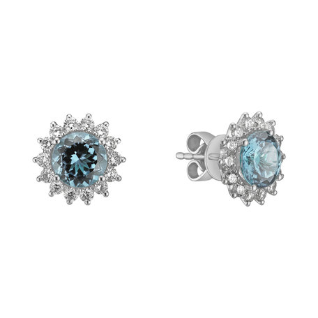 Diamond earrings with Topaz Sky Lilac Flower