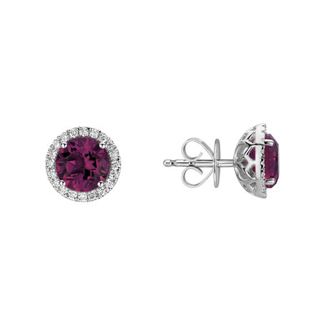 Diamond earrings with Rhodolite Eternal Sunshine