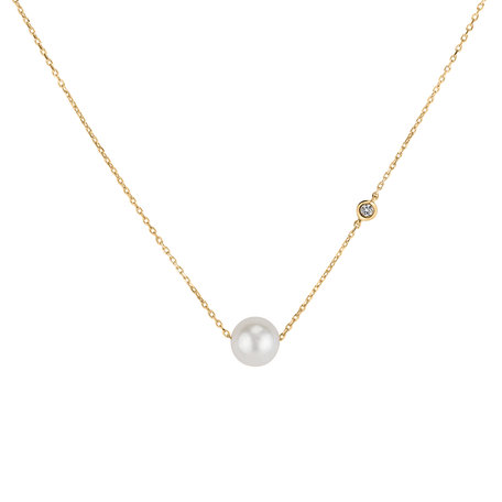 Diamond necklace with Fresh Water Pearl Lakeside Love