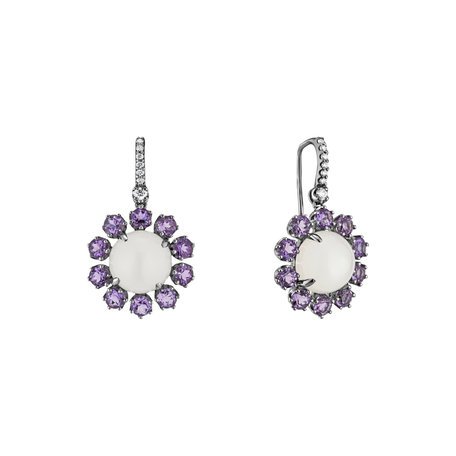 Diamond earrings, Moonstone and Amethyst Honey Dew