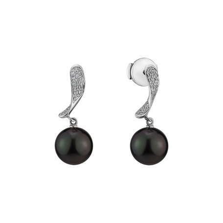 Diamond earrings with Pearl Ocean of Sorrow