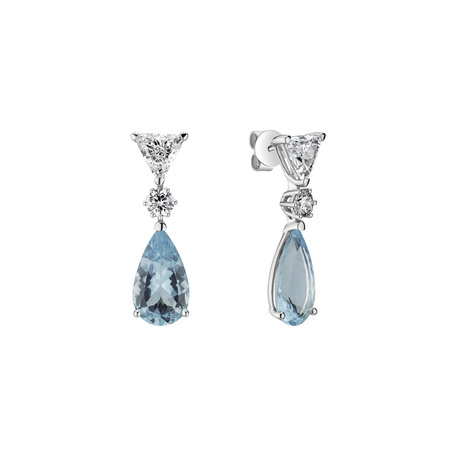 Diamond earrings with Aquamarine Aquamarine Tears