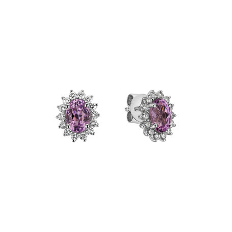 Diamond earrings with Kunzite Princess Sparkle