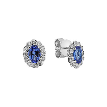 Diamond earrings with Tanzanite Princess