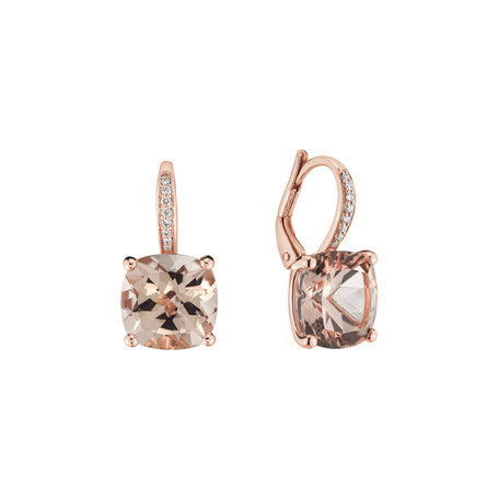 Diamond earrings with Morganite True Faith